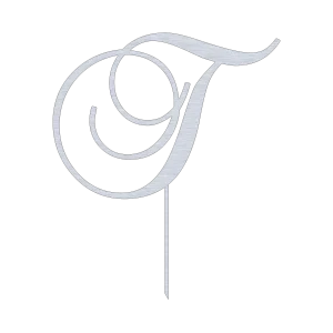 This elegant T Monogram Letter Swirl Script Cake Topper is crafted from high-quality Aluminum with a Natural Aluminum finish. It features a sophisticated design perfect for enhancing the beauty of any cake at weddings, anniversaries, or special events. Measuring 14.0 inches wide and 16.5 inches high, it adds a touch of elegance and style.